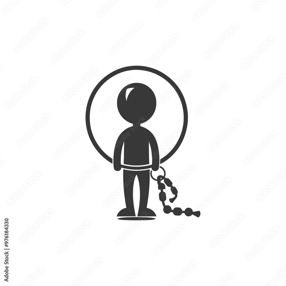 A Stick Figure with a Chain and a Circle Around Its Head A Stick Figure with a Chain and a Circle Around Its Head