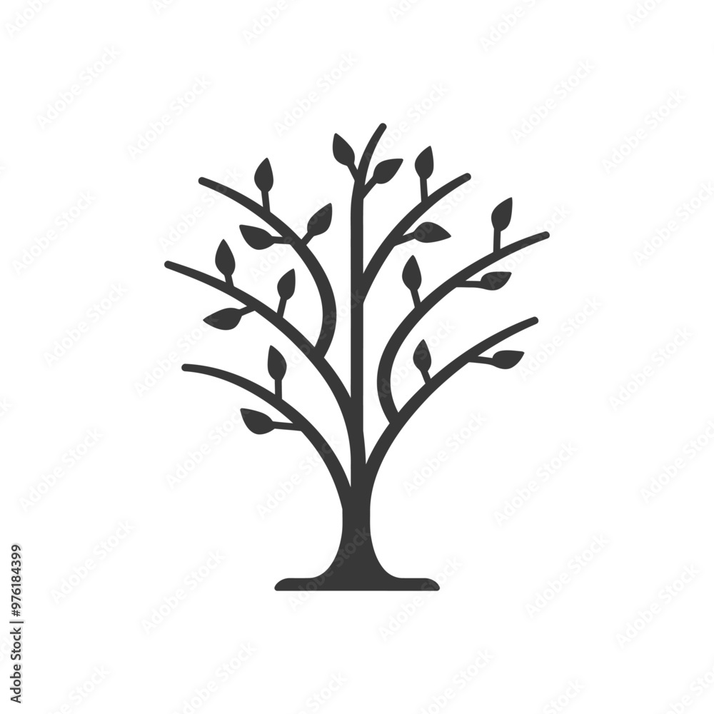 Obraz premium A Stylized Black and White Illustration of a Tree