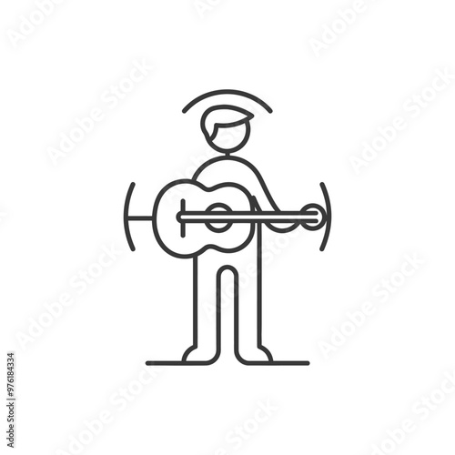 A stick figure playing an acoustic guitar