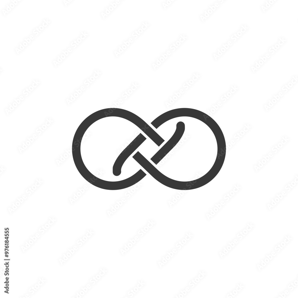 A stylized black infinity symbol against a white background A stylized black infinity symbol against a white background