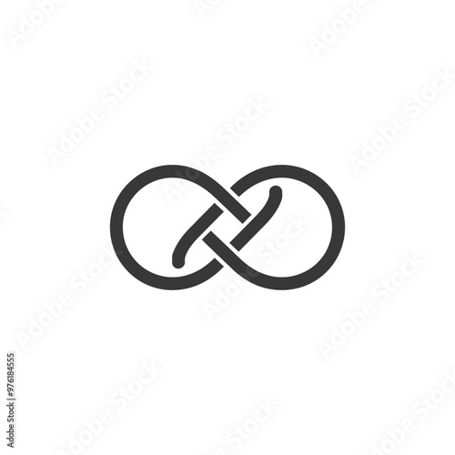 A stylized black infinity symbol against a white background