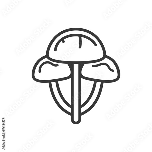 Line Art Illustration of a Three Headed Mushroom