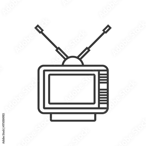 Line art illustration of a vintage television with antennas