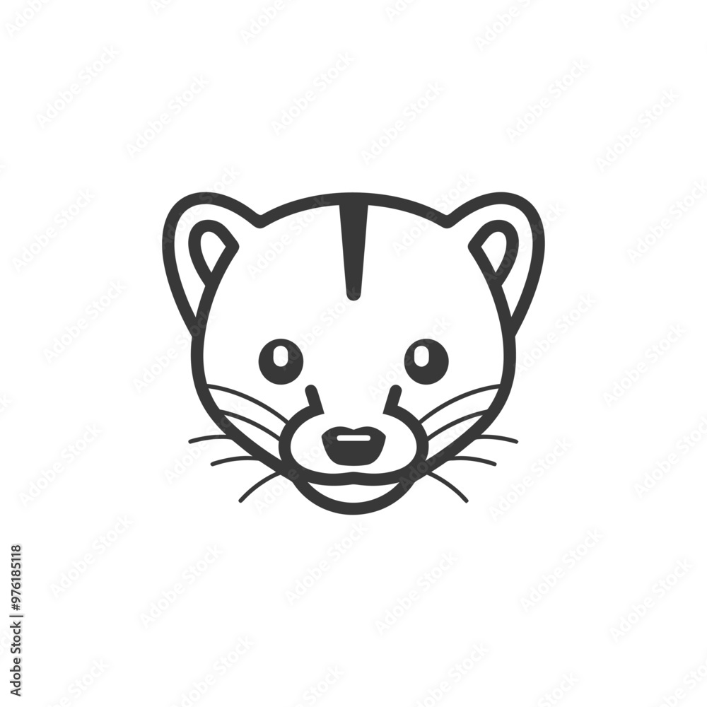 Line art illustration of a weasels head