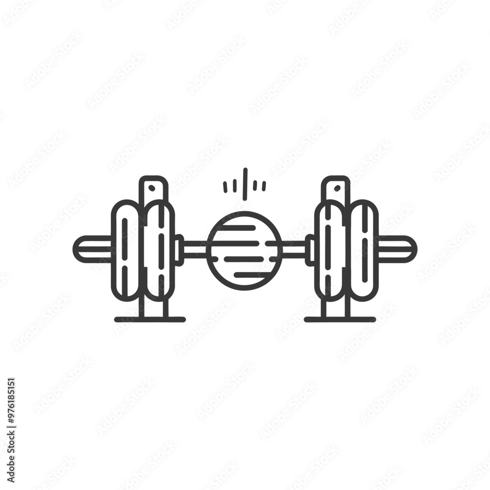 Line Art Illustration of a Weight Lifting Barbell Line Art Illustration of a Weight Lifting Barbell