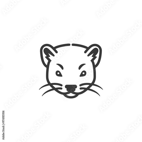 Line Art Illustration of a Weasels Face