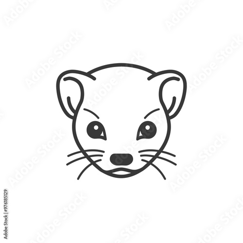 Line art illustration of a weasels head