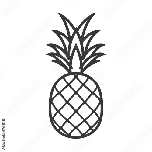 Line Art Illustration of a Whole Pineapple