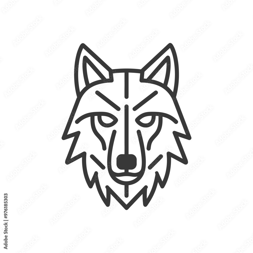 Fototapeta premium Line Art Illustration of a Wolfs Head