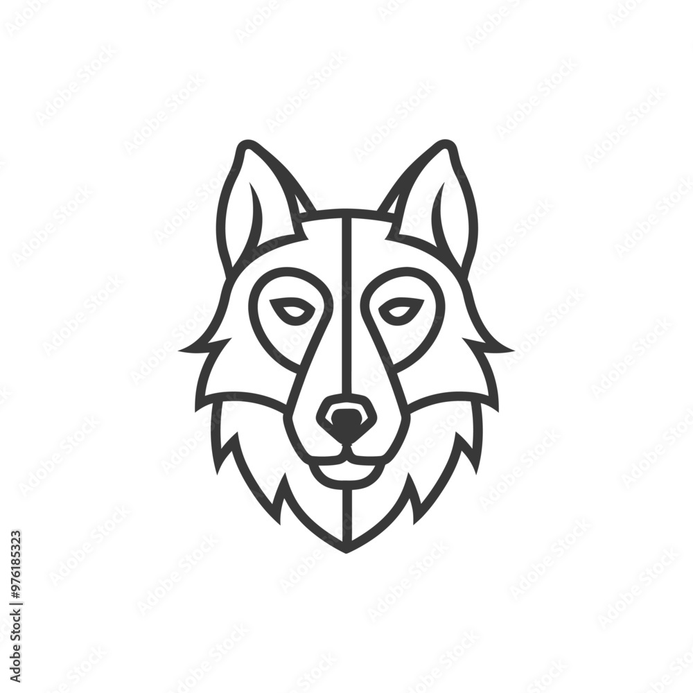 Line art illustration of a wolfs head Line art illustration of a wolfs head