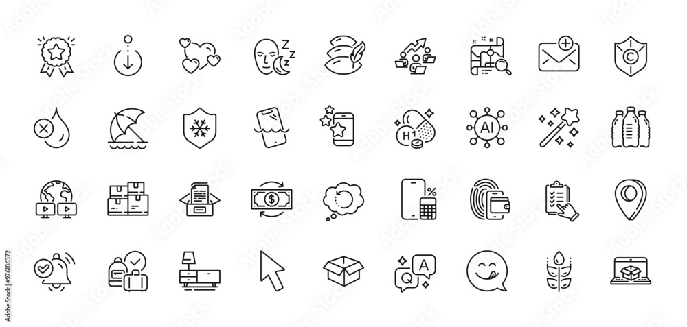 Yummy smile, Magic wand and Teamwork chart line icons pack. AI, Question and Answer, Map pin icons. Water bottles, Ranking star, Vitamin h1 web icon. Vector Yummy smile, Magic wand and Teamwork chart line icons pack. AI, Question and Answer, Map pin icons. Water bottles, Ranking star, Vitamin h1 web icon. Vector