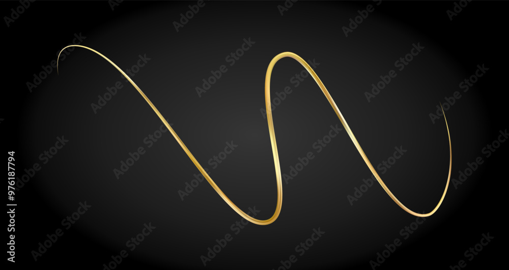 Obraz premium Golden doodle abstract line. Hand drawn curly swishes