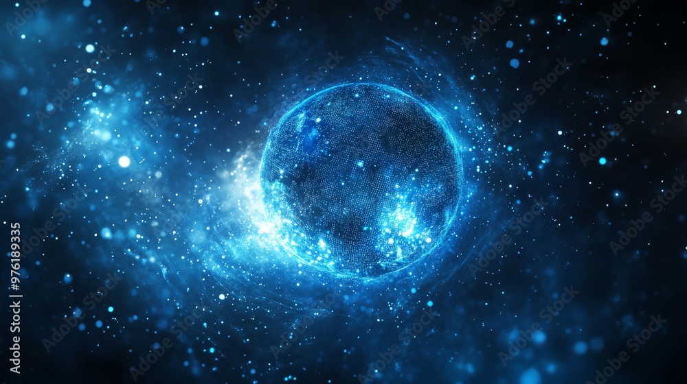 Delve deeply into the fascinating intersection of advanced technology and the vast cosmos through this imaginative and abstract representation of digital data along with network capabilities