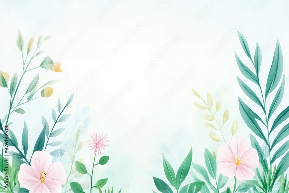 A serene floral background featuring soft blooms and delicate leaves perfect for botanical designs and nature-themed projects. A serene floral background featuring soft blooms and delicate leaves perfect for botanical designs and nature-themed projects.