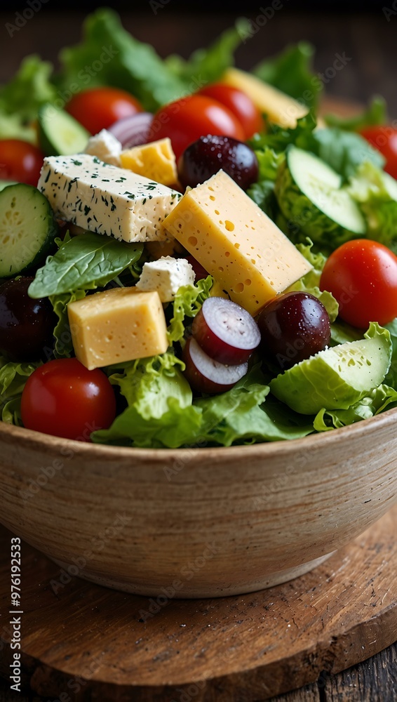 Salad with cheese and fresh veggies. Salad with cheese and fresh veggies.
