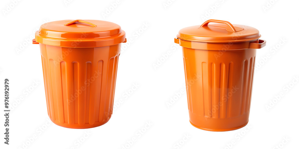 Color Garbage trash Cans on Transparent background Red Orange Green, and Blue Color Dustbins Color Garbage trash Cans on Transparent background Red Orange Green, and Blue Color Dustbins
