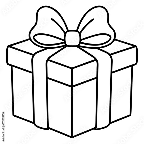 A wrapped present with a bow on top, using clean lines to show the ribbon and folds