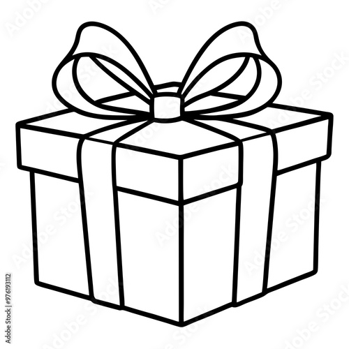 A wrapped present with a bow on top, using clean lines to show the ribbon and folds