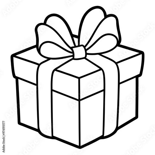 A wrapped present with a bow on top, using clean lines to show the ribbon and folds