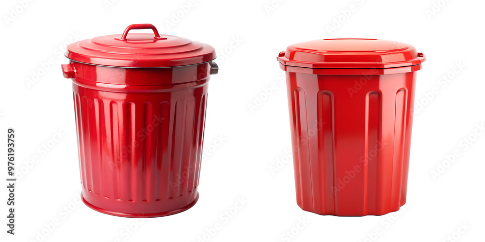 Color Garbage trash Cans on Transparent background Red Orange Green, and Blue Color Dustbins Color Garbage trash Cans on Transparent background Red Orange Green, and Blue Color Dustbins