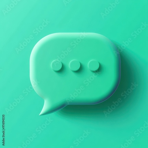 a green speech bubble on a turquoise background photo