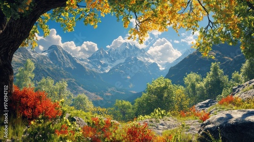 Mountain Landscape in Autumn