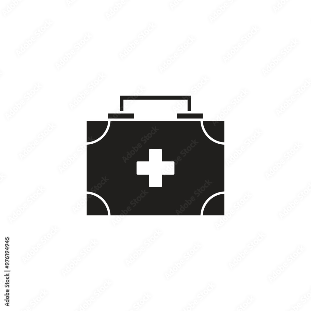 Fototapeta premium Minimalist icon of first aid kit for healthcare needs