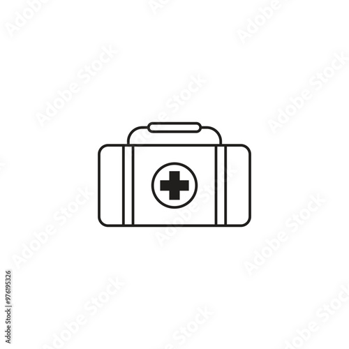 Minimalist icon of first aid kit for healthcare needs