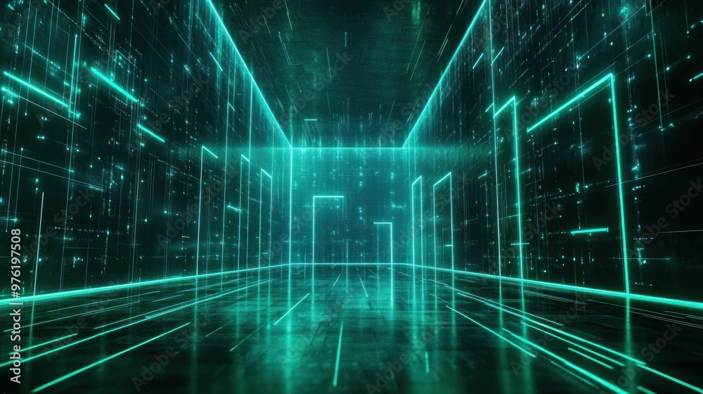 Neon Lights Abstract Corridor