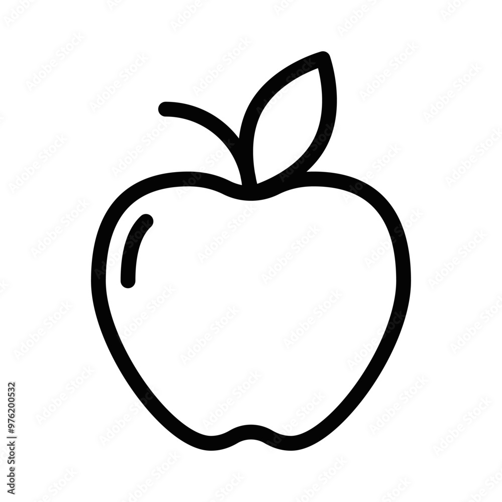 Simple vector icon of an apple, representing health, nutrition, and fresh food in a minimalist style. Editable stroke. Simple vector icon of an apple, representing health, nutrition, and fresh food in a minimalist style. Editable stroke.
