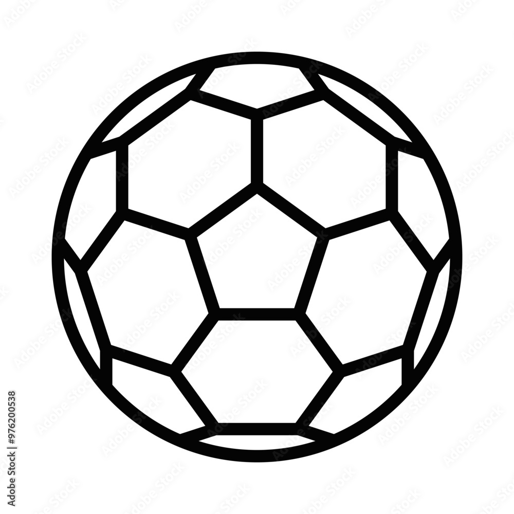 Simple vector icon of a soccer ball, symbolizing sports, football, and outdoor games in a clean style. Editable stroke. Simple vector icon of a soccer ball, symbolizing sports, football, and outdoor games in a clean style. Editable stroke.