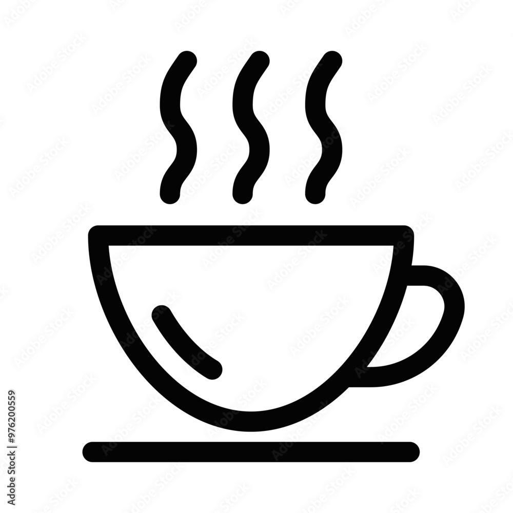 Simple vector icon of a steaming coffee cup, representing hot beverages, relaxation, and a cozy atmosphere. Editable stroke. Simple vector icon of a steaming coffee cup, representing hot beverages, relaxation, and a cozy atmosphere. Editable stroke.