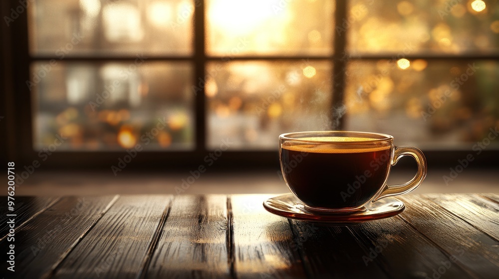 Obraz premium A cup of coffee by the window