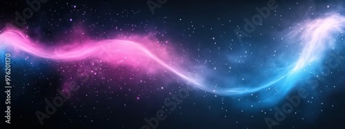 An abstract cosmic nebula in shades of vibrant pink and blue, starry space background with glowing streams of energy and light, swirling celestial clouds, galactic dust and matter
 photo