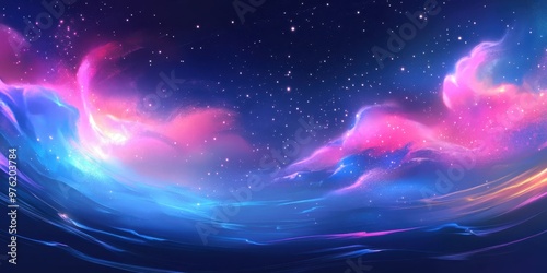 Cosmic nebula, interstellar clouds, vibrant colors of pink and blue, space dust, star clusters, celestial beauty, fantasy universe, space exploration, galactic swirls photo