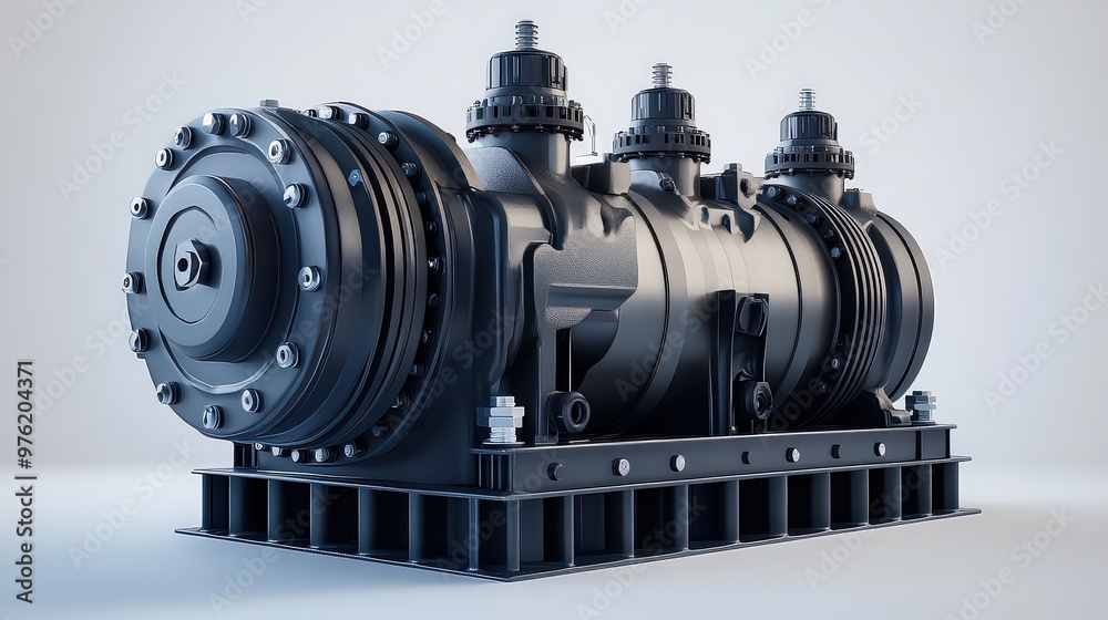 Large industrial compressor unit with intricate design, essential for ...