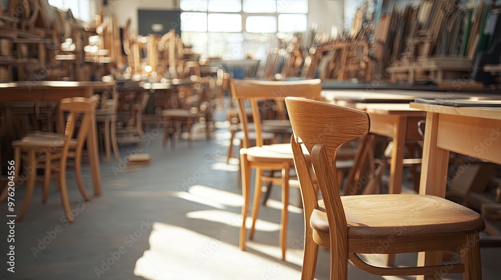 Production of chairs at a furniture factory Production of chairs at a furniture factory