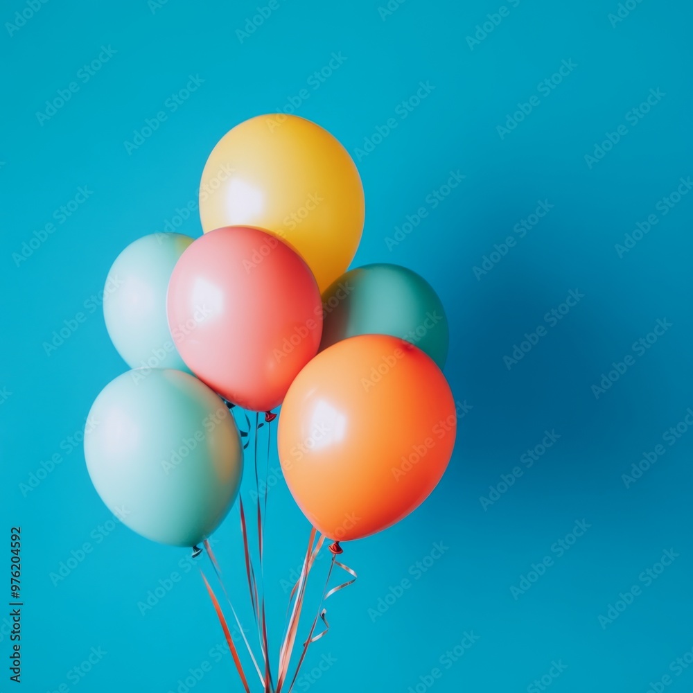 Bright blue sky with colorful balloons creates a festive celebration vibe Bright blue sky with colorful balloons creates a festive celebration vibe