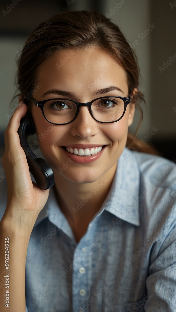 Smiling office worker on the phone. Smiling office worker on the phone.