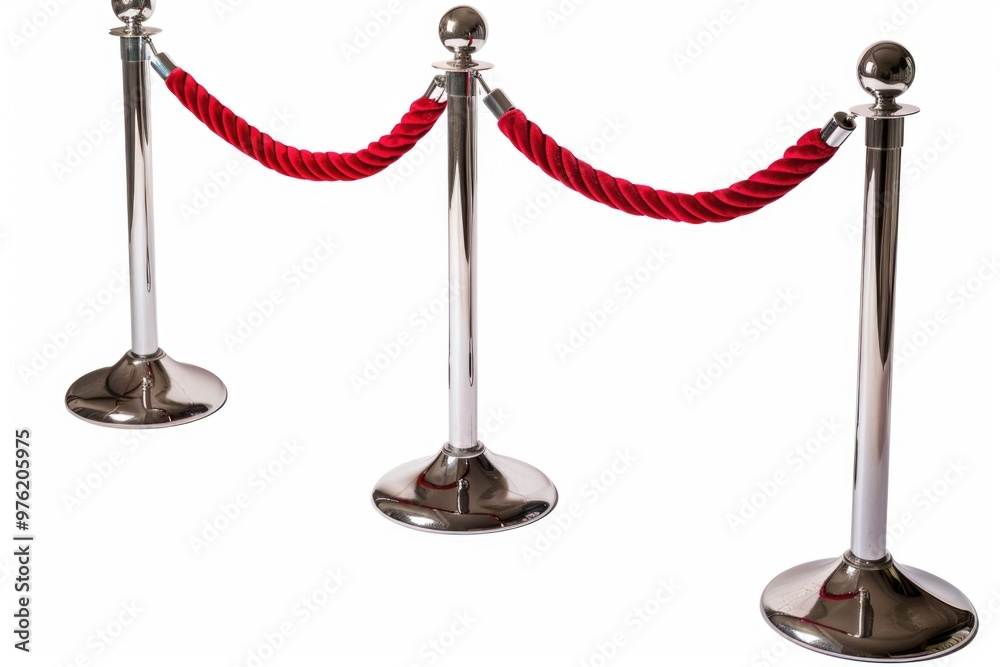 A single red rope wrapped around a silver pole, suitable for use in various scenes and scenarios