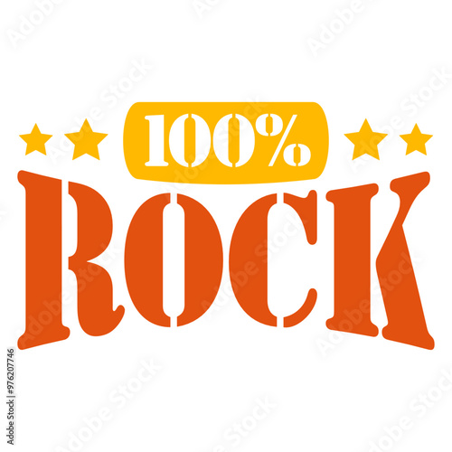 100 % Percent Rock Heavy Metal Music Text Logo Design Lover Art Vector Illustration Card T-Shirt Poster Sticker Graphic Print Decorative Drawing Isolated Logo Decoration Symbol Creative Cool Style
