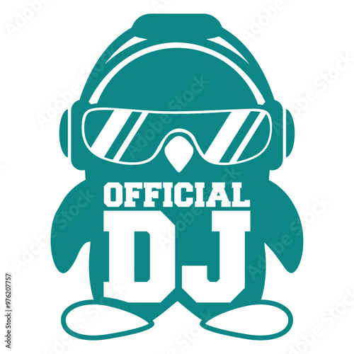 Official DJ Penguin Text Saying Animal Funny Listening Headphone Sunglasses Music Listen Loud Bass Sound Party Night Clubber Raver Disco Club Band Concert Techno Discothek Cool Love Humor Fun Design