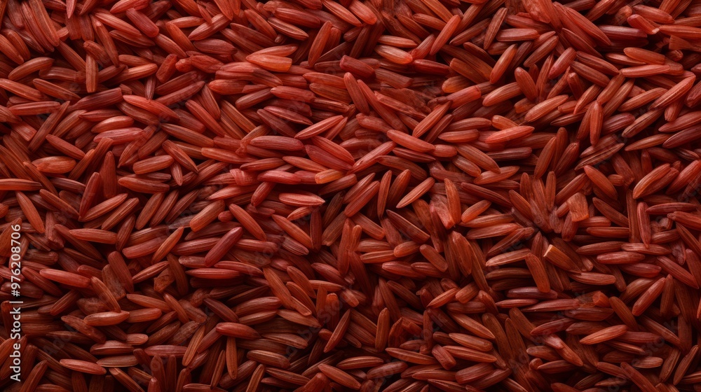 Red rice background image with many rice pieces in same color. Neural network ai generated art Red rice background image with many rice pieces in same color. Neural network ai generated art
