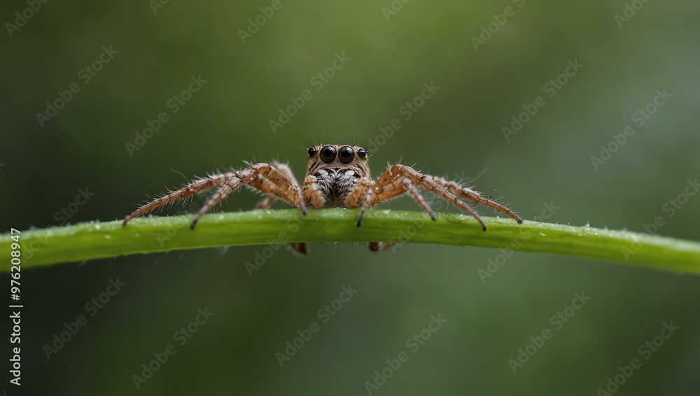 Spider with green leaf background. Spider with green leaf background.