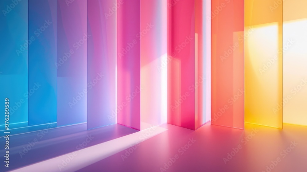 A room with multiple colored walls, providing a unique and playful atmosphere A room with multiple colored walls, providing a unique and playful atmosphere
