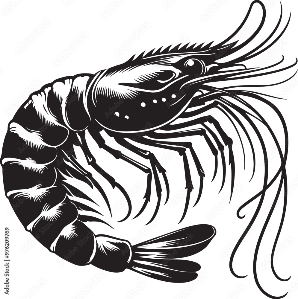 shrimp silhouette vector illustration shrimp silhouette vector illustration