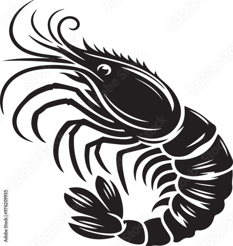 shrimp silhouette vector illustration
