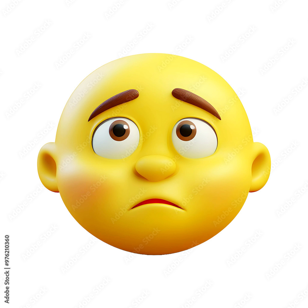 thinking emoticon cartoon yellow character in 3d style isolated on white background thinking emoticon cartoon yellow character in 3d style isolated on white background