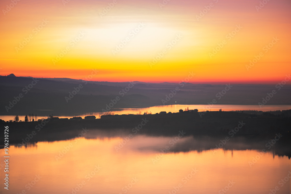 Fototapeta premium sunset over the river