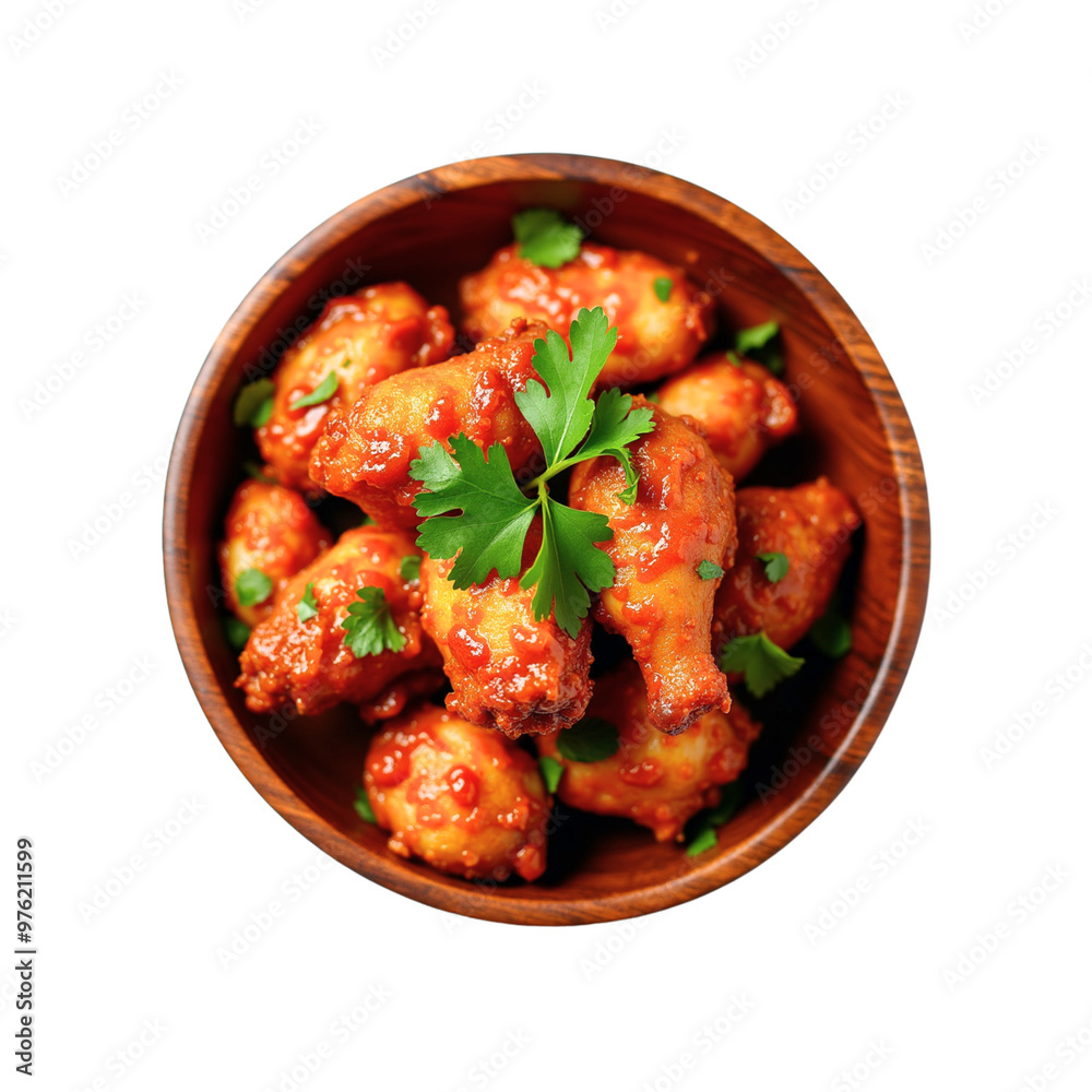 Grilled chicken wings top view isolated on transparent background